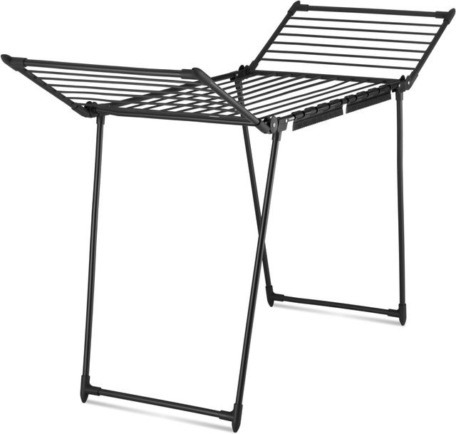 tectake Wäscheständer Life Schwarz klappbar mit 18 m Trockenlänge, H x B x T: 176 x 60 x 104 cm - Bild 1