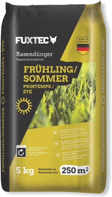 FUXTEC Rasendünger Frühling/Sommer FX-RDFS5 Stickstoffbetonte Formel mit Langzeitwirkung für bis zu 250 m² - Bild 1