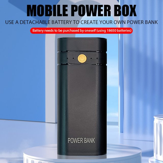 HCCY DIY Powerbank-Gehäuse-Kit für 2x 18650 Akkus mit 5V 2A USB-A Ladegerät in Schwarz - Bild 1