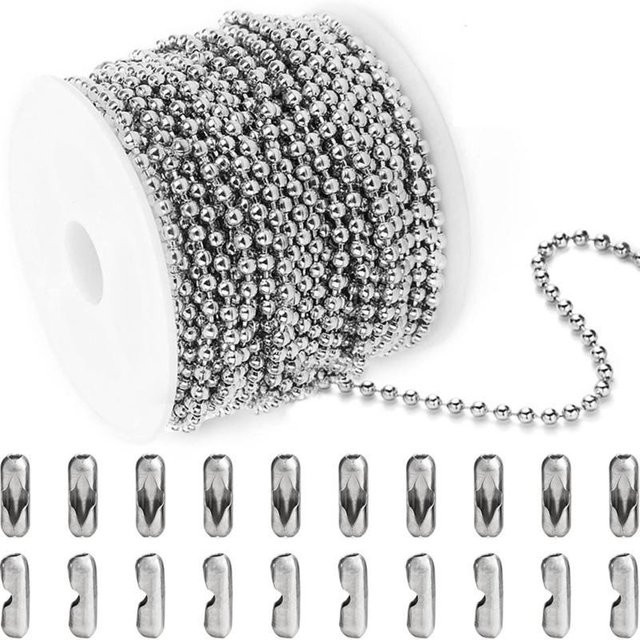 Suansuande Kugelkette Edelstahl, Silber, Unisex - Bild 1