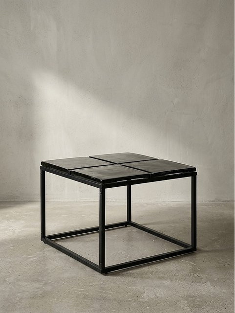 Quadratischer Couchtisch KADIMA DESIGN in Schwarz aus Glas und Metall, B/T/H: 58 x 58 x 43,5 cm - Bild 1