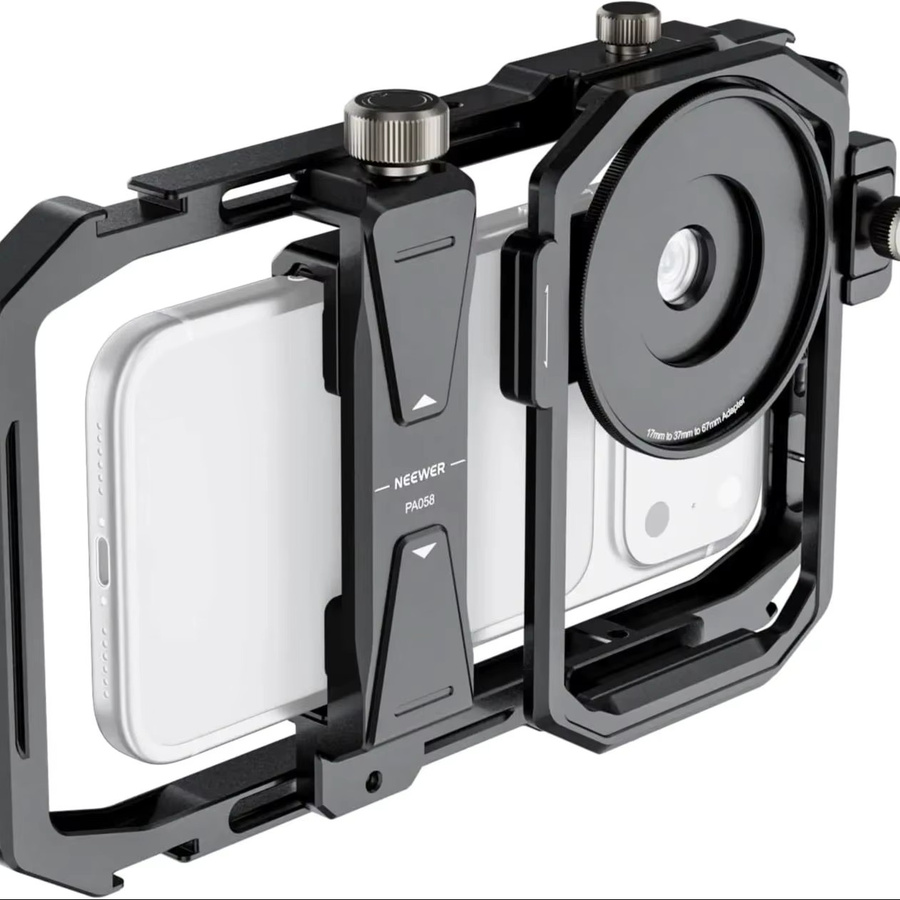 NEEWER Universal-Handy-Videorig-Stabilisator in Schwarz mit 17mm bis 37mm und 67mm Objektivfilter-Adapterring für iPhone und Android-Smartphones - Bild 5