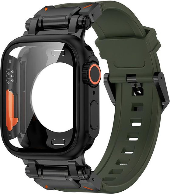 LUJING Uhrenarmband, TPU, Edelstahl, Grün, Unisex - Bild 1