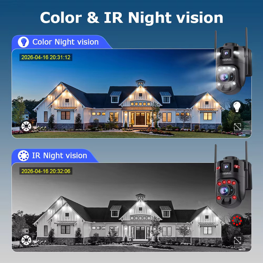 SHIWOJIA 4G Solarkamera mit 10MP Doppellinse, 60x Zoom, 360° Überwachung, 14W Solarpanel und PIR-Sensor, Schwarz - Bild 3