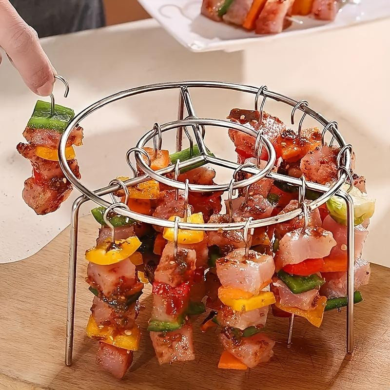 Happypilot 25 Stück Edelstahl Vertikale Rundgrill-Spieße für Heißluftfritteusen in Silber - Bild 2