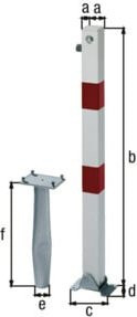 GAH Alberts Absperrpfosten KLAPPY-BO aus Stahl, Farbe: Weiß, Einbau: Einbetoniert, Durchmesser: 70 x 70 mm - Bild 1