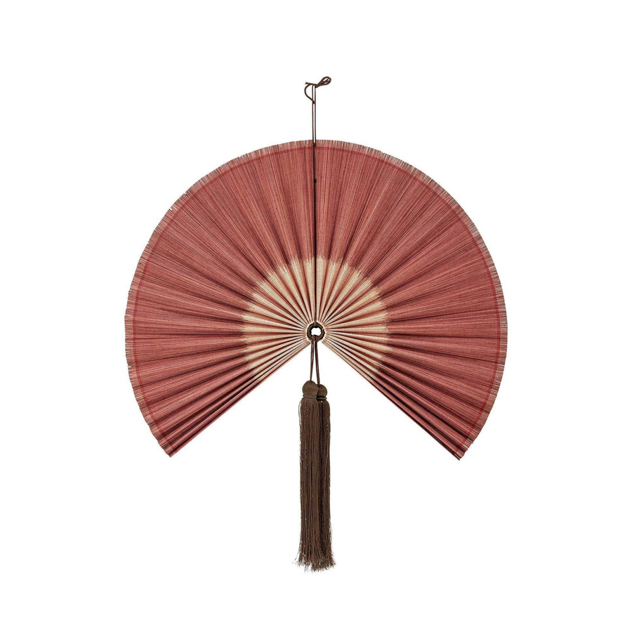 Bloomingville Jaime Wandornament Rose in Pink und Rot mit floralem Design aus Rattan und Textil, Durchmesser: 70 cm - Bild 1