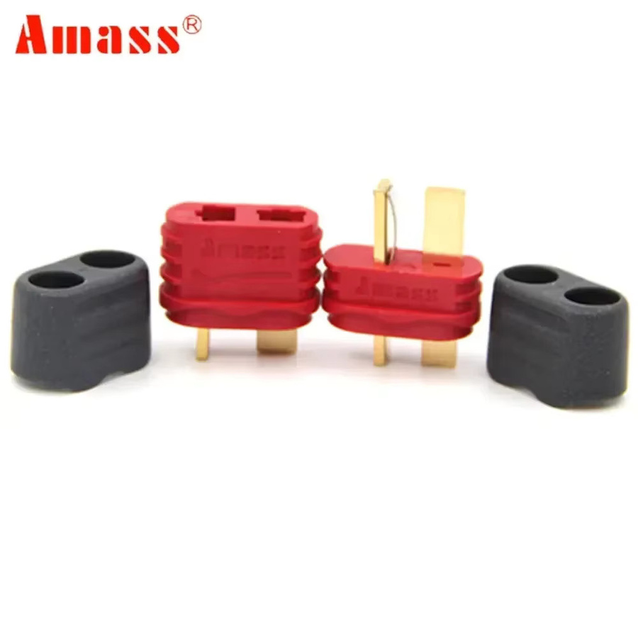 Amass Deans T-Stecker Set Männlich-Weiblich in Rot mit Schutzhülle für RC Lipo Akku Flugzeug und Spielzeug Verbindungen, 10 Paare - Bild 3