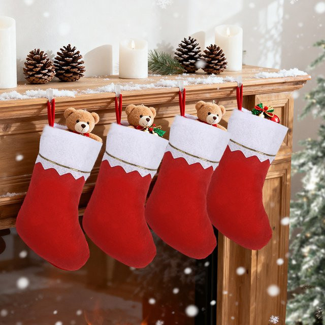 ZQNYCY Weihnachtsstrümpfe als hängende Dekoration für Kamin und Weihnachtsbaum in Rot mit Tier-Motiven - Bild 1
