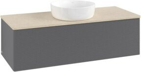 V&B Waschtischunterschrank Antao mit Frontstruktur in Anthrazit, B/T/H: 120 x 36 x 50 cm - Bild 1