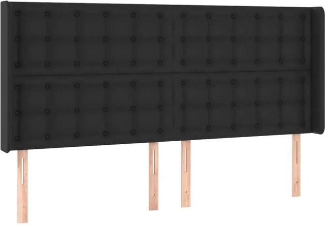vidaXL LED Kopfteil in Schwarz aus Kunstleder mit integrierter Beleuchtung und USB-Ladeport, B: 203 cm, T: 16 cm, H: 118/128 cm - Bild 1
