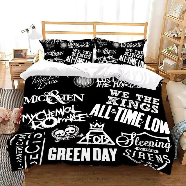 Green Day American Idiot Bettwäsche Set aus Mikrofaser in Schwarz, B/H: 140 x 200 cm - Bild 1