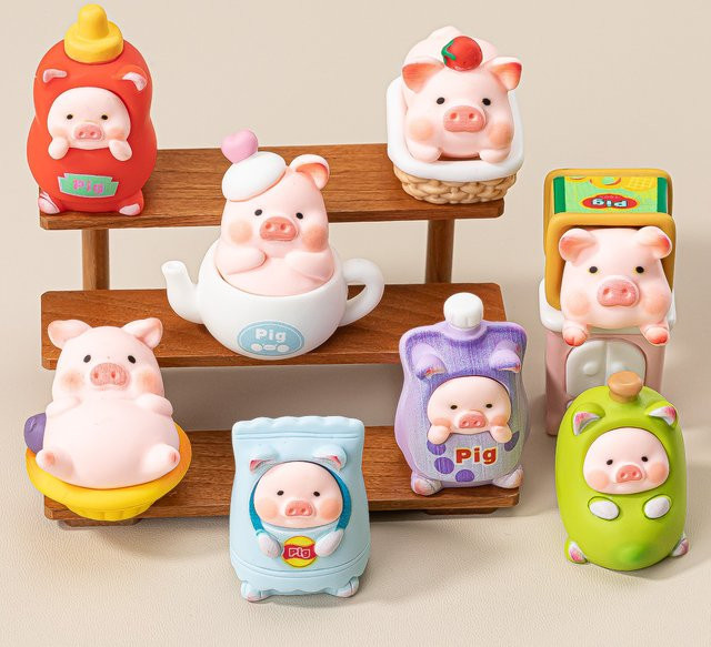 mobokono Picknick-Party Schweinchen-Figuren, Mini-Figurinen, 8-teiliges Set - Bild 1