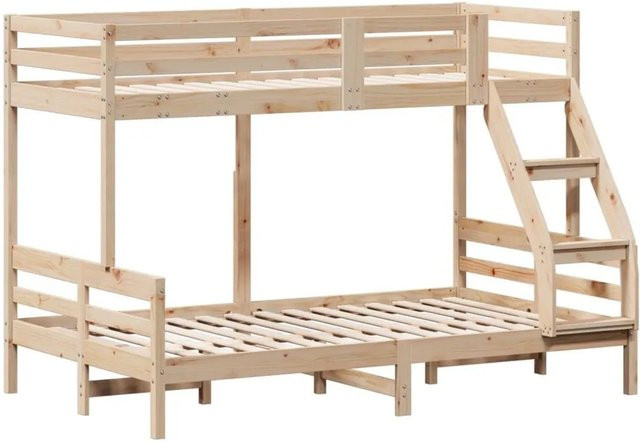 vidaXL Etagenbett aus massivem Kiefernholz in rustikaler Optik, unbehandelt, B/T/H: 80-90 x 190-200 cm - Bild 1