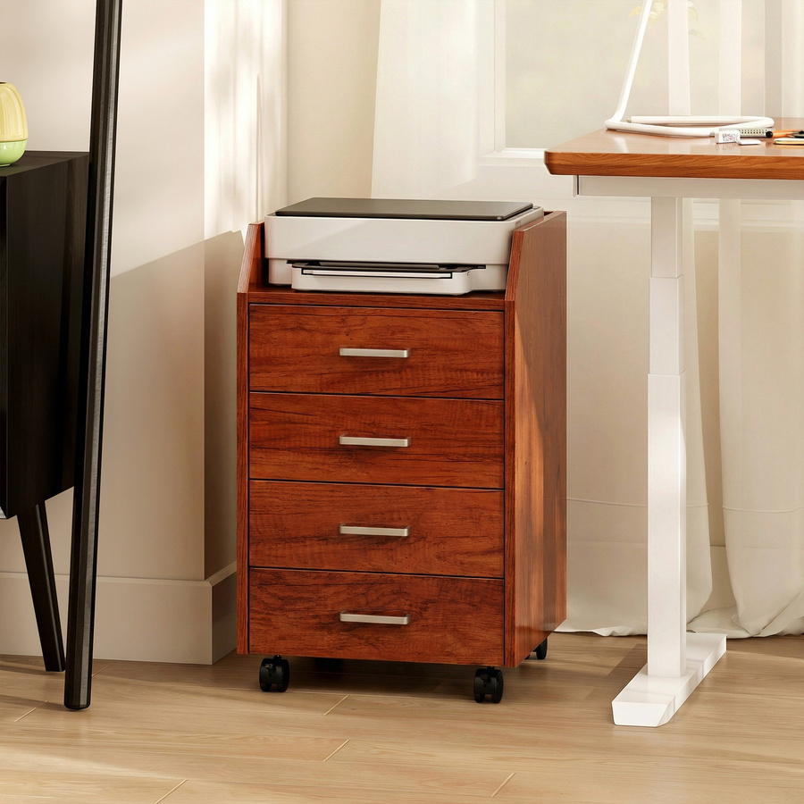 Vinsetto Schubladenkommode von Aosom mit 4 Schubladen und Rollen, mobiler Aktenschrank in Braun, B/T/H: 40 x 36 x 65 cm - Bild 2