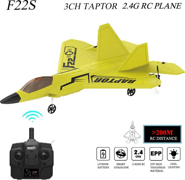 WLtoys F22s Raptor F22 Kampf Flugzeug, RC Flugzeug, mit LED-Licht und Gyroskop - Bild 1