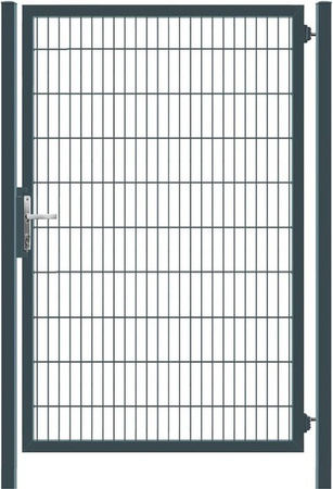 GEWA Gartentor Classic einflügelig aus Doppelstabmattenzaun in Anthrazit, B: 200 cm, H: 180 cm, inkl. Zubehör und 80x80 mm Pfosten