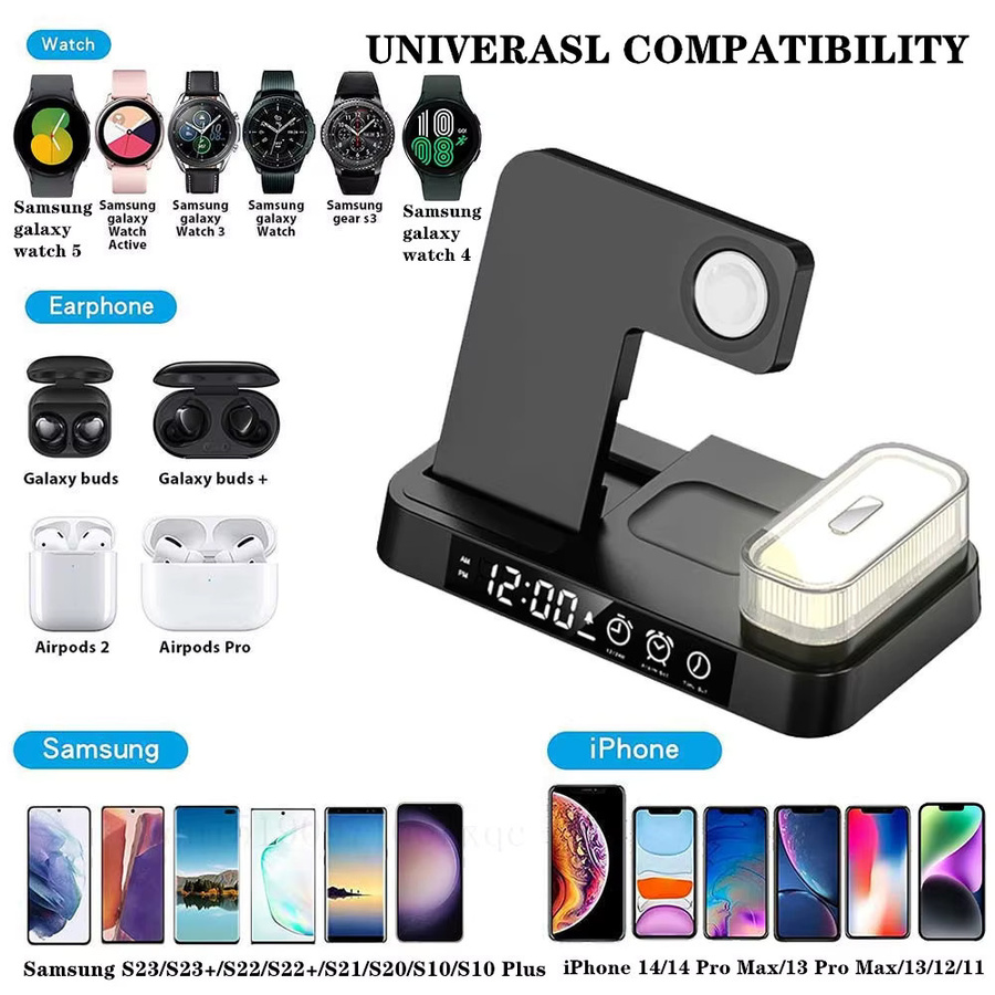 Samsung 3-in-1 Kabelloses Ladegerät und Schnelle Ladestation für Samsung Galaxy Watch 6 und 5 Pro sowie Samsung Galaxy S26, S25 und S24 in Schwarz oder Weiß - Bild 1