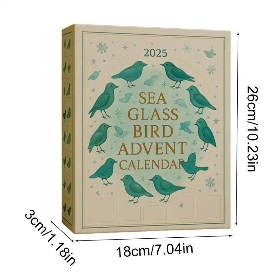Sea Bird Advent Weihnachtskalender mit 24 maritimem Vogel-Ornamenten aus Acryl in Grün und Multicolour als hängende 2D-Dekoration für Zuhause, Baum oder Autospiegel - Bild 4