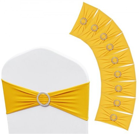 VEVOR Stretch Spandex Stuhlschleifen mit Rundschließe, 100 Stück elastische Stuhlhussen in Golden Yellow für Hochzeiten, Bankette und Partys - Bild 1