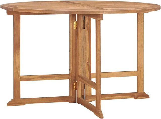 vidaXL Garten-Esstisch aus Teakholz klappbar, rund, braun, Durchmesser: 110 cm, Höhe: 75 cm - Bild 1