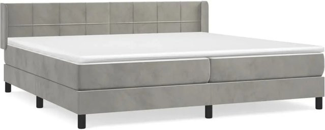 vidaXL Boxspringbett Hybrid mit Matratze aus Samt in Hellgrau B/T/H: 200 x 200 x 78 cm - Bild 1