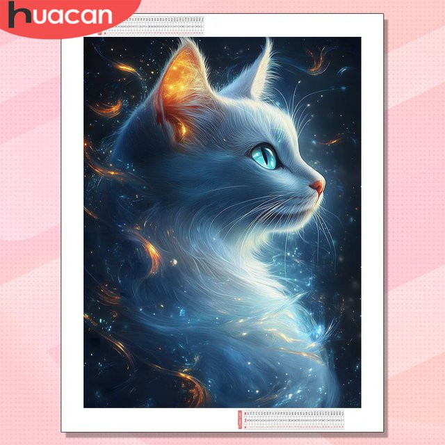 HUACAN Diamantmalerei Katze 5D-Fantasiebild Kunstmosaik Set, Multicolor, B/H: 30 x 20 cm - Bild 1