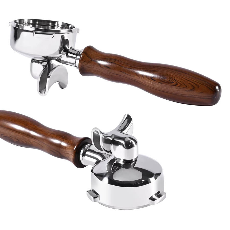 Kacacao 58mm 3-Ohren-Siebträger mit Doppelauslauf in Silber für Breville Barista Mini, Max, Signature und Sunbeam EM4300, EM5300, EMM5400BK Espressomaschinen - Bild 2