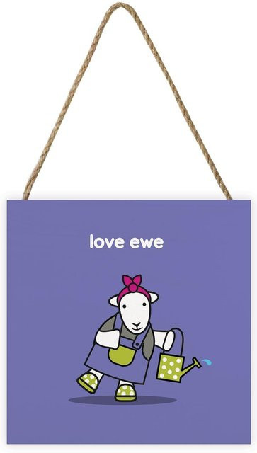 Herdy Love Ewe Wandplakette mit Schaf-Motiv aus Holz und Seil, Breite: 20 cm - Bild 1