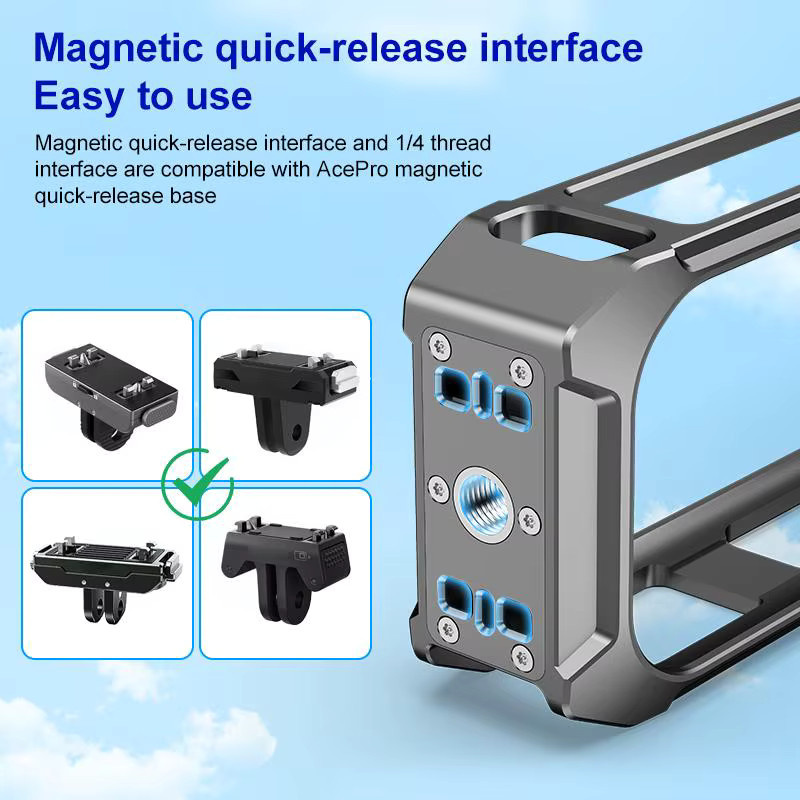 PULUZ Aluminiumlegierung Schutzkäfig Rig für Insta360 X5 in Schwarz - Bild 4