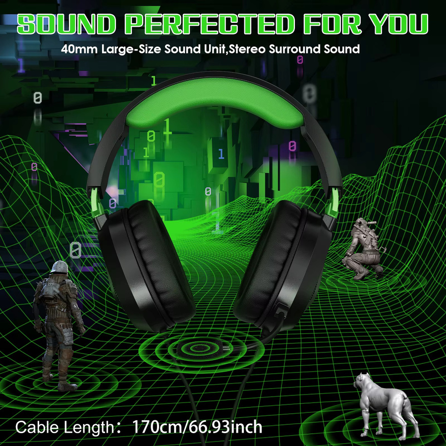 FocusOnPC Gaming-Headset mit Mikrofon und 40-mm-Treibern, Blau - Bild 2