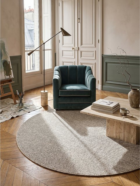 Kadima Design Niederflor-Teppich Uni Beige B/T: 133 x 133 cm - Bild 1