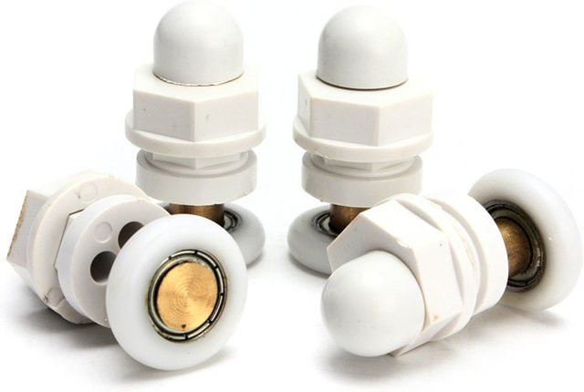 Odavis Duschbad Türläufer Rollen und Riemenscheiben Set, 4er Pack, Weiß, Durchmesser: 23-25 mm - Bild 1