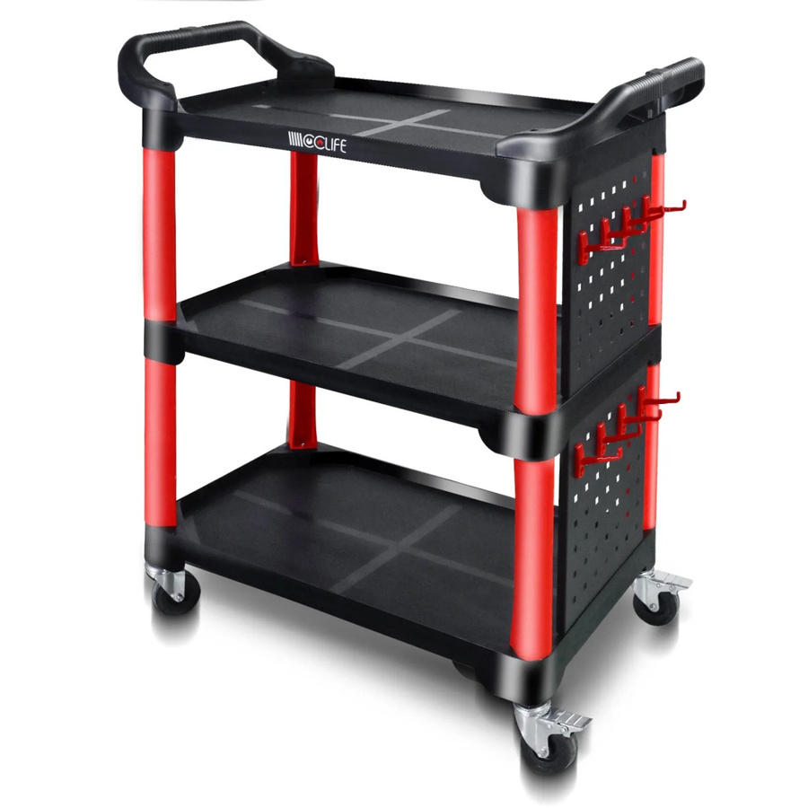 CCLIFE Werkstattwagen bestückt mit 3 Etagen, zwei Werkzeugtafeln und 8 Haken, Tragkraft 150 kg, B/T/H: 87 x 43 x 66 cm - Bild 2