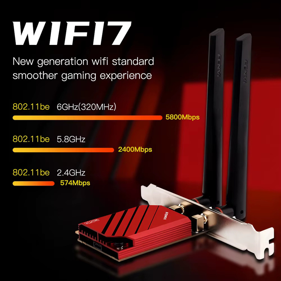Fenvi WiFi 7 FV-BE8800 PCIe Wireless-Adapter für Intel BE200 mit Bluetooth 5.4, Tri-Band 2,4G/5G/6GHz Netzwerkkarte für deinen PC - Bild 3