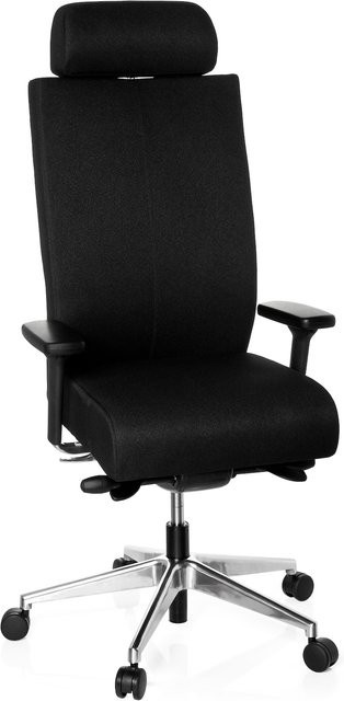 hjh OFFICE Profi Bürostuhl PRO-TEC XXL in Schwarz aus Stoff mit Armlehnen und Rollen, höhenverstellbar - Bild 1