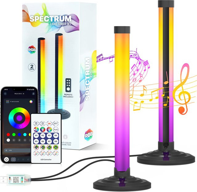XUNATA Intelligente LED-Eck-Stehlampe in Schwarz, RGB Multicolour, mit Bluetooth, App-Steuerung, Musiksynchronisierung und Timer für Wohnzimmer und Schlafzimmer - Bild 1