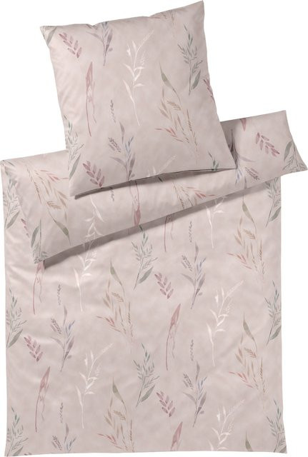 Bettwäsche Ensemble Jersey Floral in Pink und Beige mit Bettbezug und Kissenbezug, B/H: 135 x 200 cm und 80 x 80 cm - Bild 1