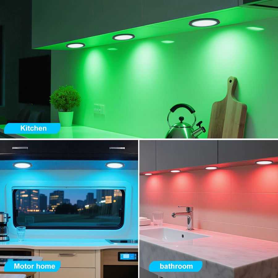 KISUFU RGB-Unterschrankleuchte in Schwarz mit 24-Tasten-Fernbedienung, dimmbar, USB-betrieben, 3 W - Bild 2