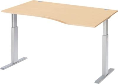 Schäfer Shop Select Schreibtisch ERGO-T elektrisch höhenverstellbar Freiform Ahorn-Dekor/weißalu B/T/H: 180 x 80 x 72,5-118,5 cm - Bild 1