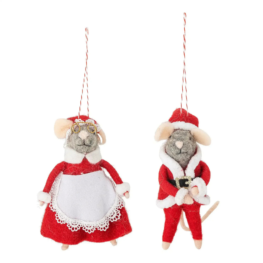 Bloomingville Weihnachtsornament Mäuschen aus Wolle in Rot - Bild 1
