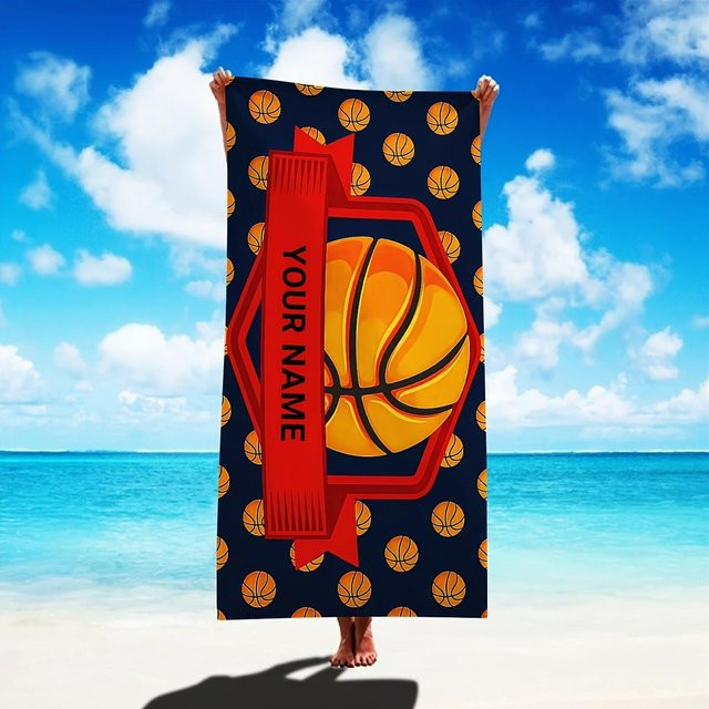 Personalisierbares Basketball-Strandtuch von JMG Household Supplies in Multicolour, B/H: 80 x 160 cm - Bild 1