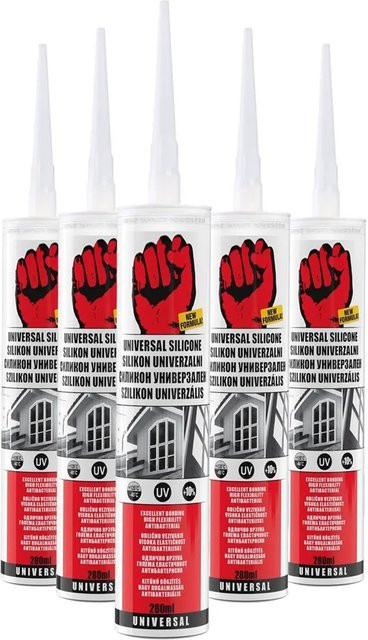 BigDean By Beorol 5er Pack Universal Silikon Transparent Premium Bausilikon Schimmelresistent 280 ml pro Stück - Bild 1