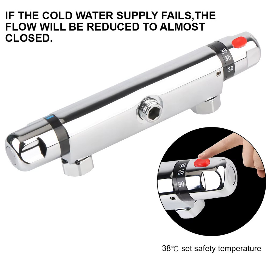 Thermostat-Badarmatur mit zwei Griffen für Dusche und Badewanne in Chrom und Silber - Bild 2