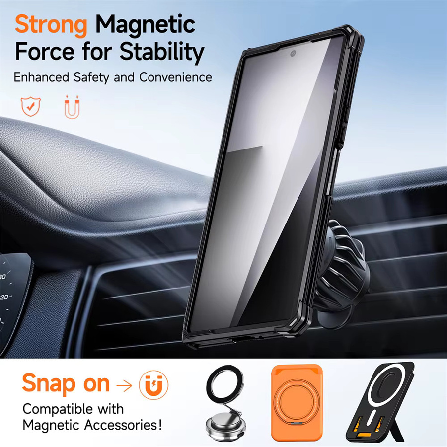 Samsung Galaxy Z Fold 8 Ultra TPU Armor Case mit MagSafe Wireless Charging und magnetischem Metallständer in Grau - Bild 2