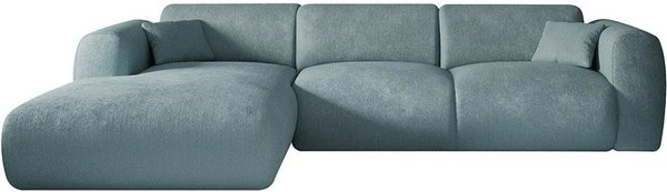 Maison Céphy Ecksofa Pogni in Blau mit Samt-Bezug ohne Schlafmöglichkeit