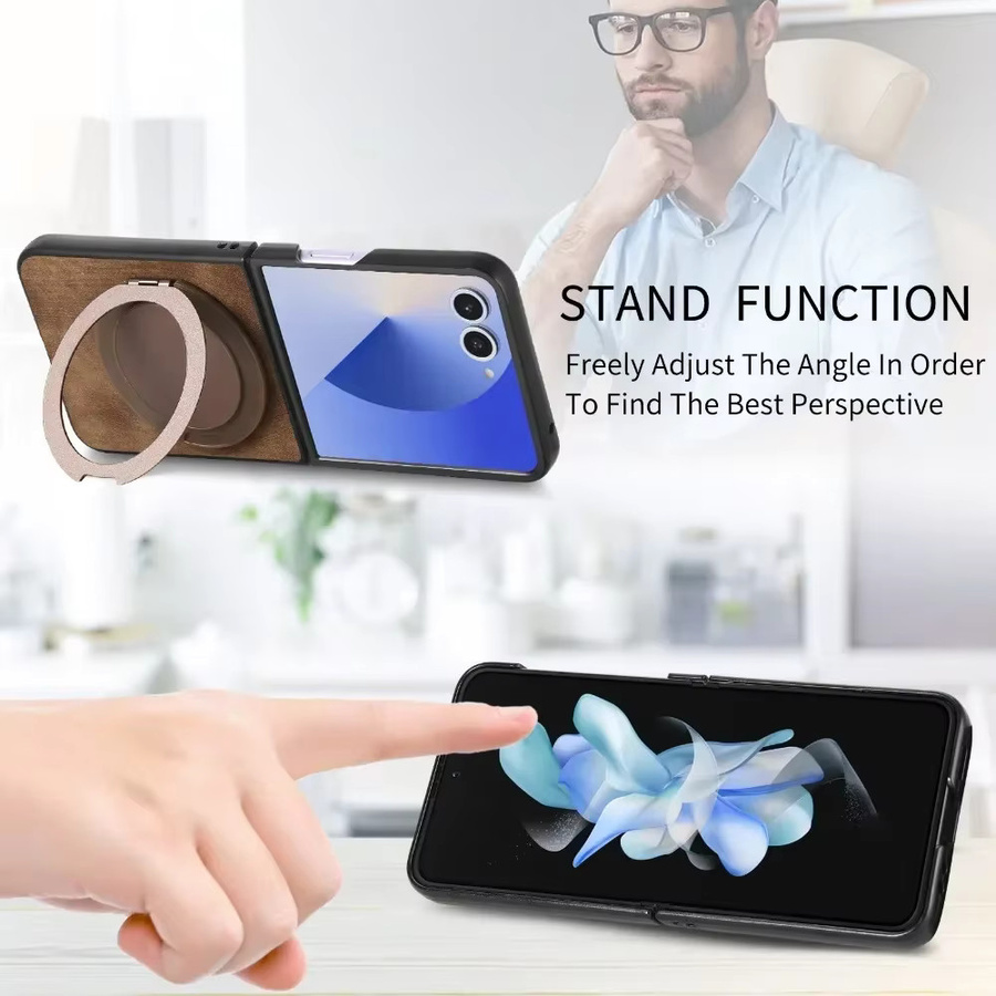 Samsung Handyhülle mit 360 Grad rotierendem unsichtbarem Ständer und magnetischer Abdeckung für Galaxy Z Flip 7 6 5 4 3 5G in Pink - Bild 4