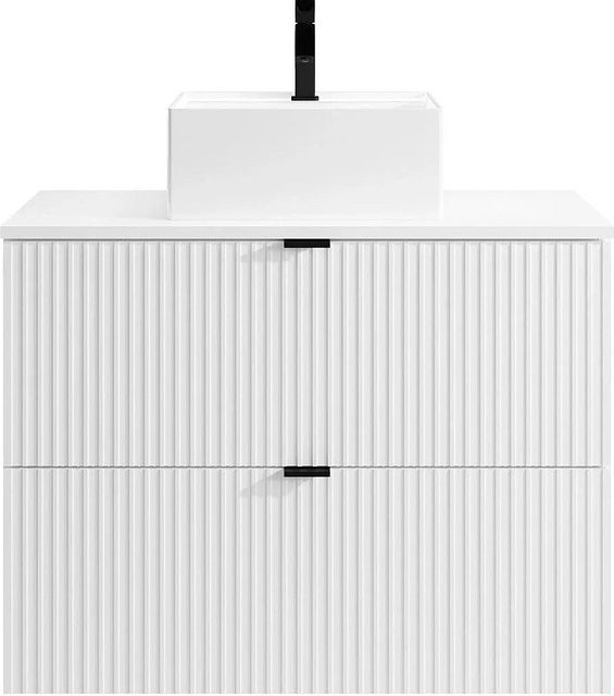 Zevini Einzelwaschtisch in Weiß mit Streifenoptik, Breite: 80 cm - Bild 1