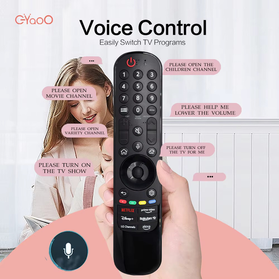 EYAOO Magic Voice MR24GA Fernbedienung mit Zeiger in Schwarz, kompatibel mit LG OLED42C4AUA und OLED48B4AUA Serien - Bild 2