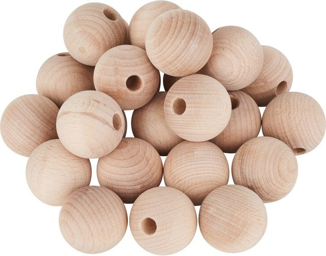 VBS Holzkugeln aus Buchenholz halbgebohrt, Farbe: Beige, Durchmesser: 3,5 cm, 25 Stück - Bild 1